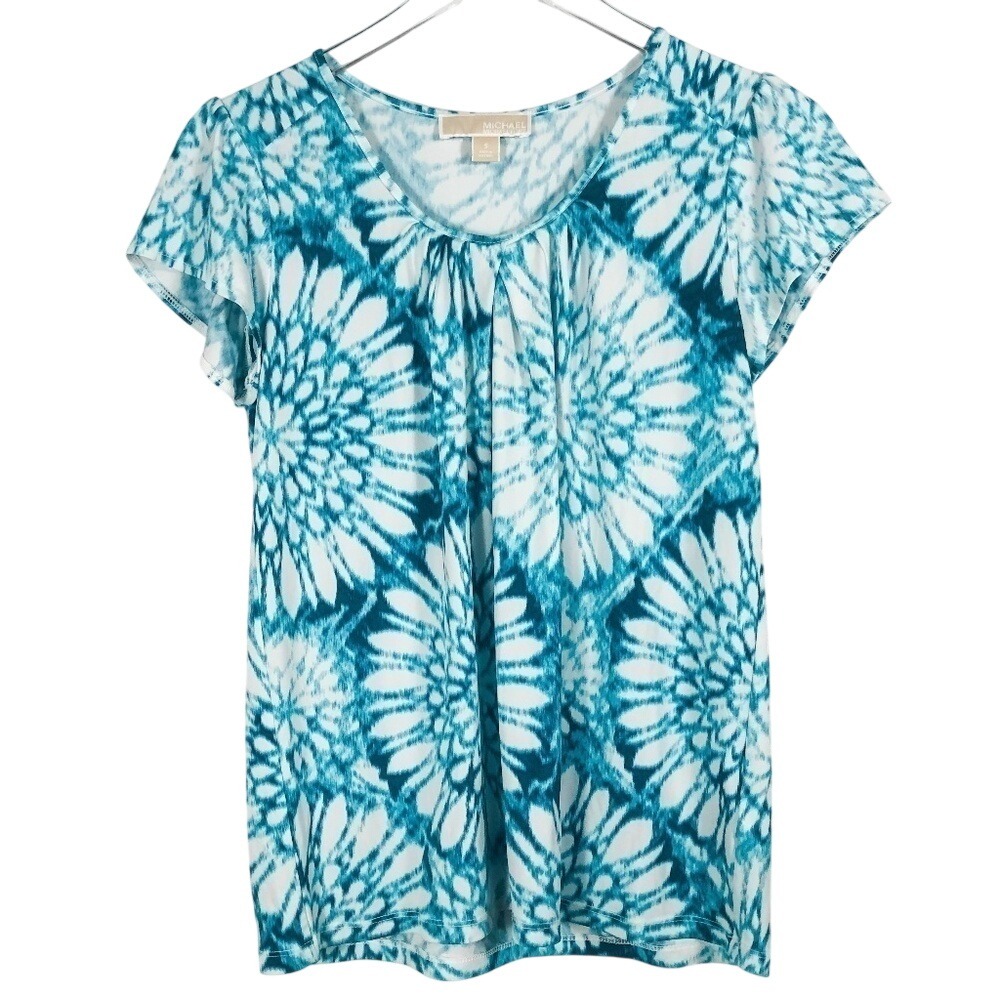Michael Kors Starburst Tie Dye Teal Blue‎ Blouse